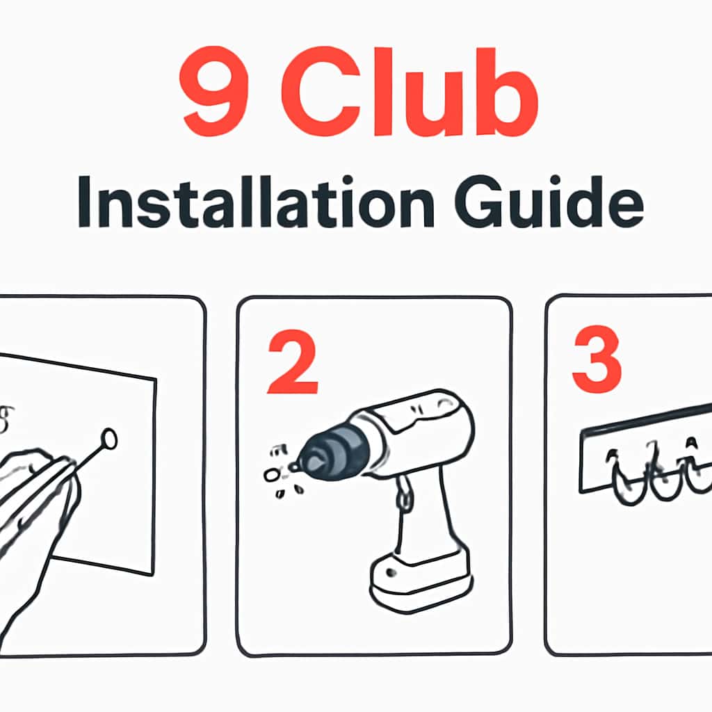 Diagram illustrating the steps in the 9 Club Installation Guide.