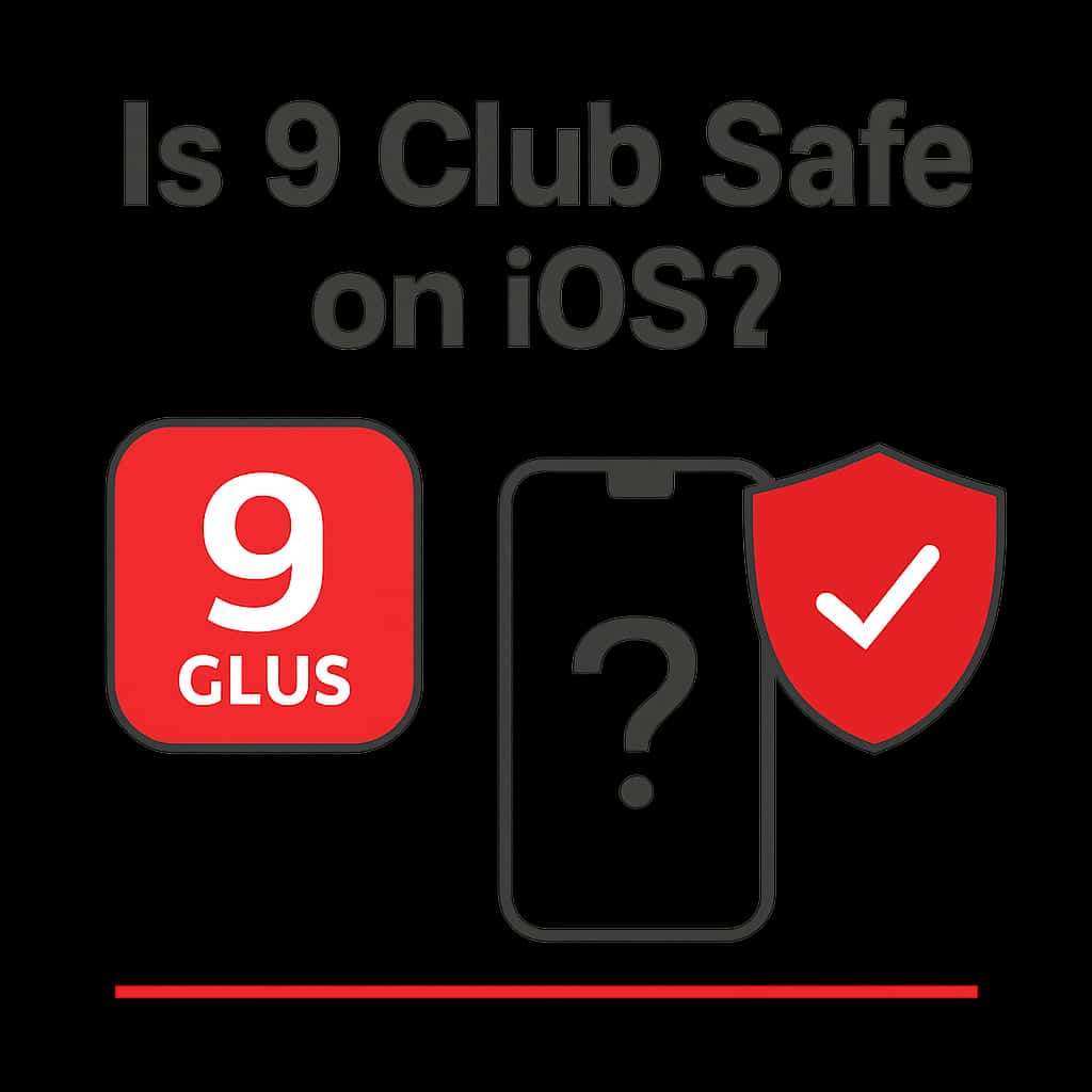 An educational illustration on the safety features of the 9 Club app for iOS.