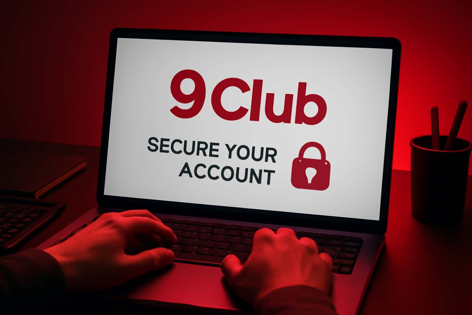 An informational graphic representing Secure Your 9 Club Account management with emphasis on security features.